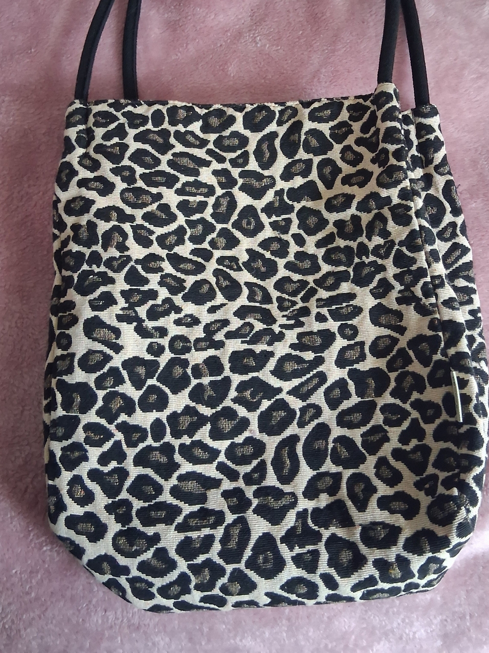 Leopard Print Tote Bag - Black and Cream